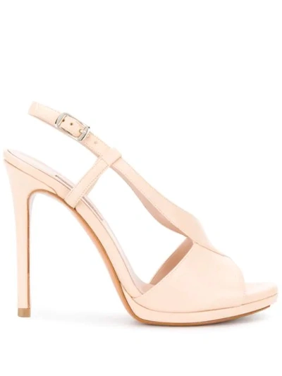 Albano Cross Strap Stiletto Sandals In Neutrals