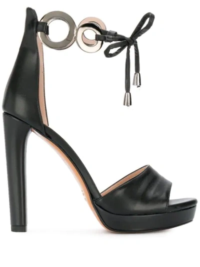 Albano Tie Ankle Sandals In Black