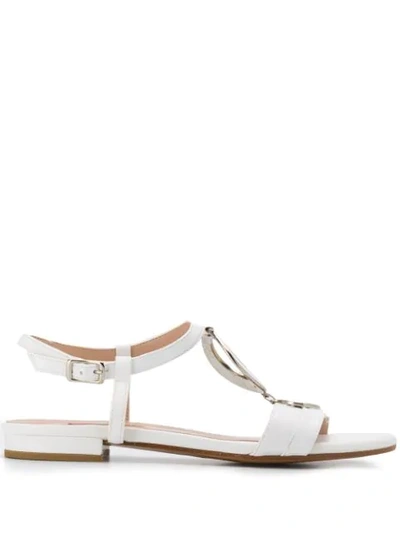 Albano Disc Ring Sandals In White