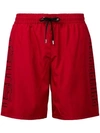 Philipp Plein Logo Print Swim Shorts In Red