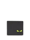 Fendi I See You Bifold Wallet In F17h2 Black +yellow Fluo +