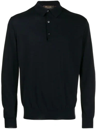 Loro Piana Men's Long-sleeve Cashmere Polo In Black