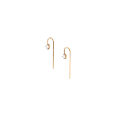 Aurate Short Midi Diamond Hook Earrings In Gold