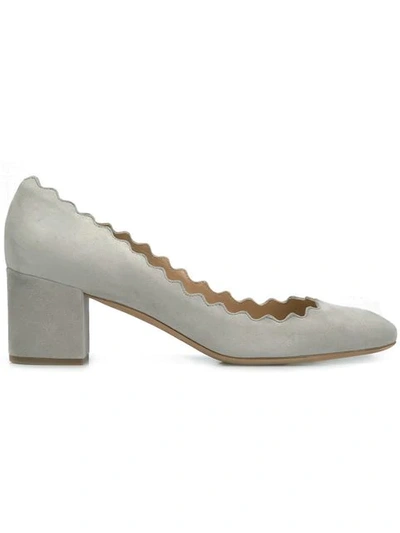 Chloé Suede Lauren Pumps In Grey