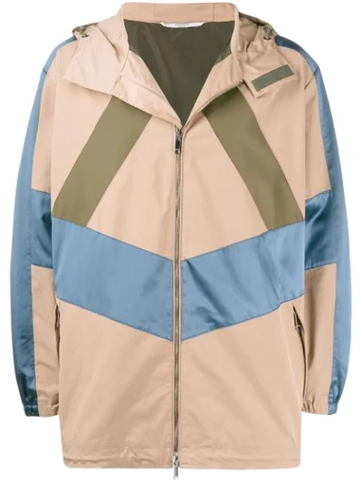 Valentino Contrast Colour-block Windbreaker In Neutrals