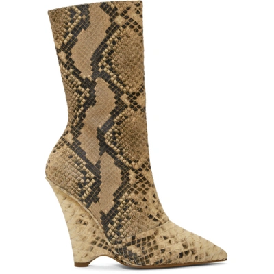 Yeezy Season 8 Python Wedge Ankle Boot In Roccia Mesa