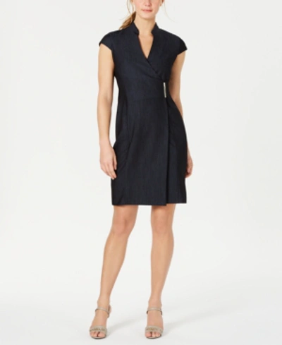 Iconic American Designer Wrap-front Dress In Blue
