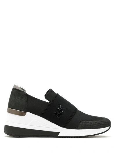 Michael Michael Kors Felix Logo Leather Slip-on Sneakers In Black