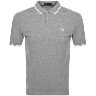 Fred Perry Twin Tipped Extra Slim Fit Pique Polo In Grey