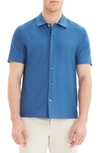Theory Isak Lucent Short-sleeve Regular Fit Shirt In Azure