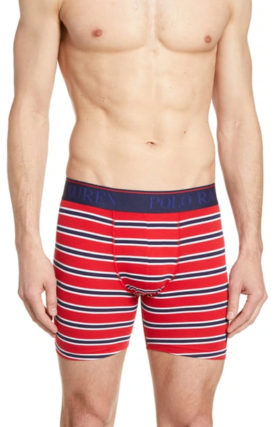 Polo Ralph Lauren Logo-embroidered Boxer Briefs In Red Multi Stripe