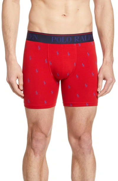 Polo Ralph Lauren Logo-embroidered Boxer Briefs In Red/ Cruise Royal