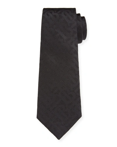 Burberry Manston Tonal-monogram Silk Skinny Tie In Black