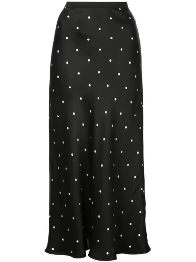 Anine Bing Bar Polka-dot-printed Silk Skirt In Grey