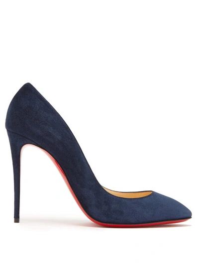 Christian Louboutin Eloise 100mm Suede Red Sole Pump In Blue