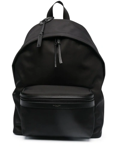 Saint Laurent Mini City Canvas Backpack In Nero