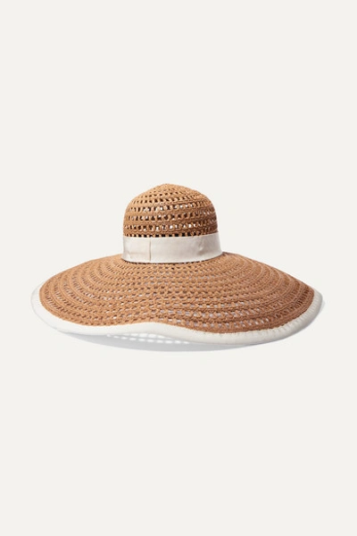 Eugenia Kim Sunny Grosgrain-trimmed Woven Faux Raffia Sunhat In Sand