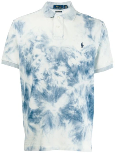 Polo Ralph Lauren Slim-fit Tie-dyed Cotton-piqué Polo Shirt In Blue ,white