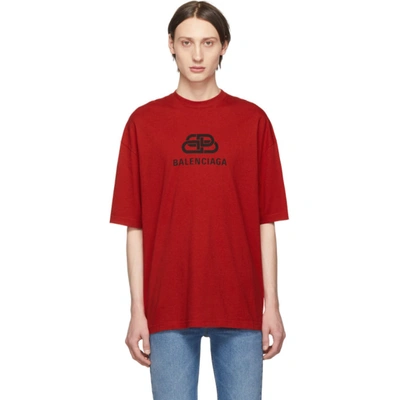 Balenciaga Logo-print Cotton-jersey T-shirt In Red | ModeSens