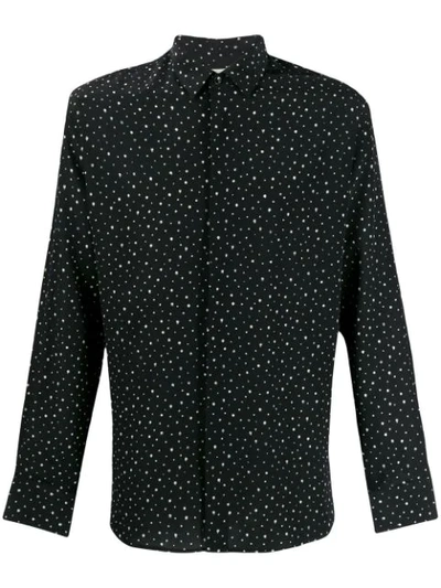 Saint Laurent Printed Silk Crepe Shirt In Black