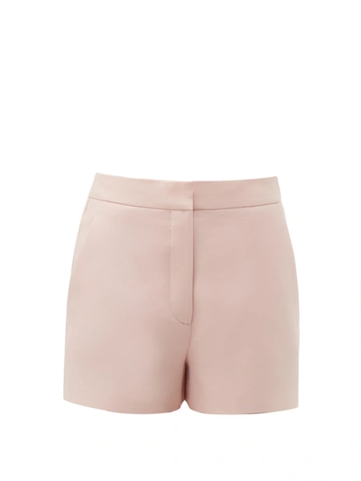 Valentino Wool And Silk-blend Grain De Poudre Shorts In Ivory