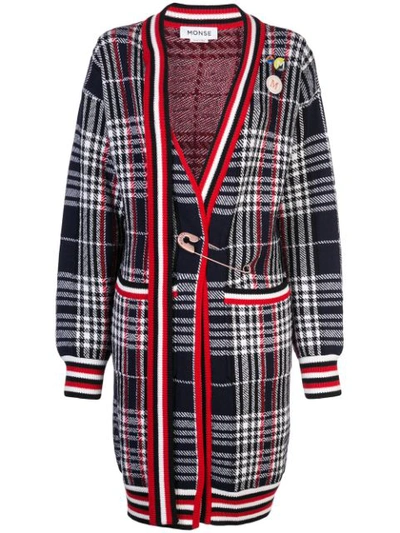 Monse Oversized Embellished Checked Wool Cardigan In Red