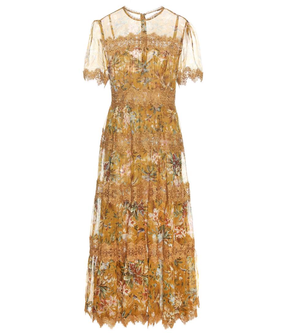 Zimmermann Tropicale Crinkle Dress In Mustard Floral | ModeSens