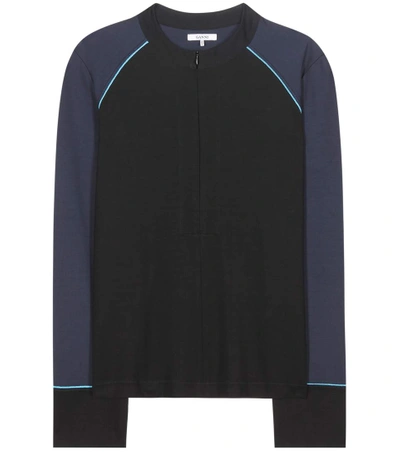 Ganni Rogers Metallic-trimmed Stretch-jersey Sweatshirt In Llack | ModeSens