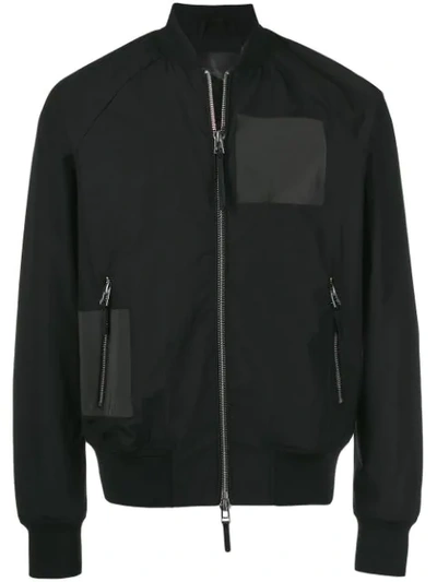Emporio Armani Plain Bomber Jacket In Black
