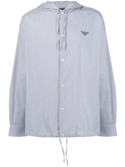 Emporio Armani Hooded Shirt In Blue