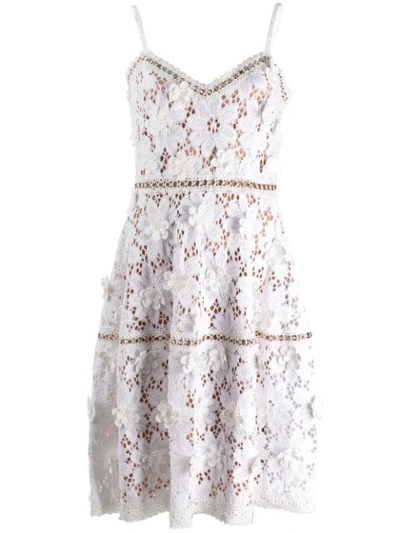 Michael Michael Kors Floral-applique Lace Dress In White