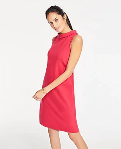 Ann Taylor Petite Collared Ponte Shift Dress In Bollywood Pink