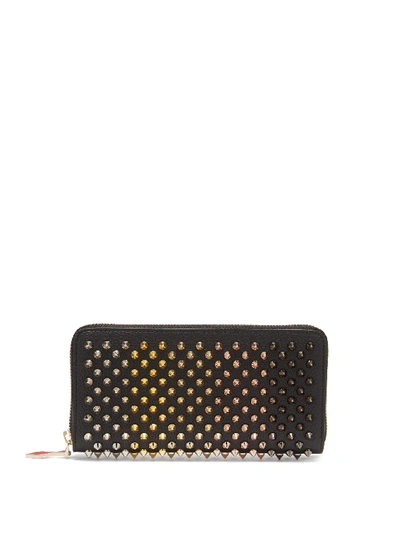 Christian Louboutin Panettone Embellished Zip-around Leather Wallet In Black