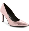 Calvin Klein 'gayle' Pointy Toe Pump In Rose Gold Metallic Leather