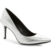 Calvin Klein Gayle Pointed Toe Pump In Silver Metallic Leather