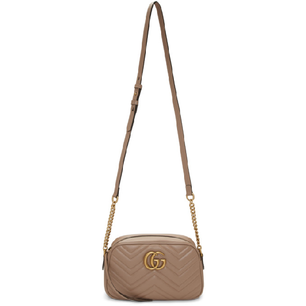 Gucci Taupe Small Marmont Camera Bag In 5729 Pink ModeSens