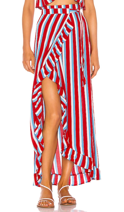 Lovers & Friends Waves For Days Wrap Skirt In Americana Stripe