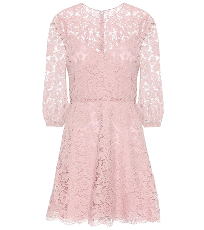 Valentino Scalloped Lace A-line Minidress In C57-pink