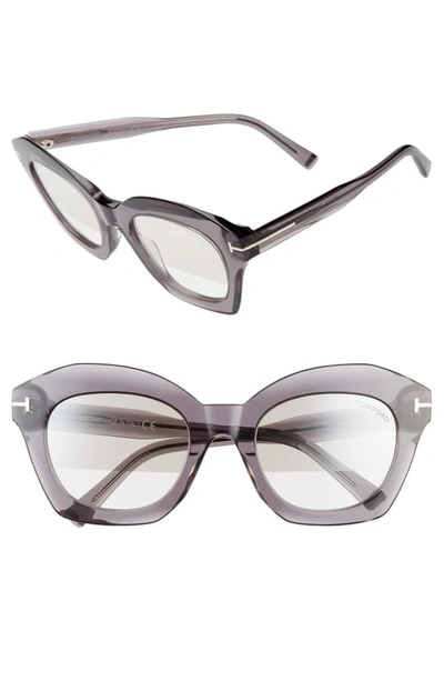 Tom Ford Bardot 53mm Square Sunglasses In Grey/ Smoke Mirror