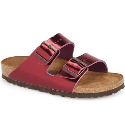 Birkenstock Arizona Soft Footbed Sandal In Metallic Violet Leather