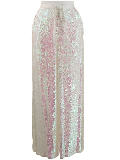 Temperley London Bia Sequinned Palazzo Trousers In White