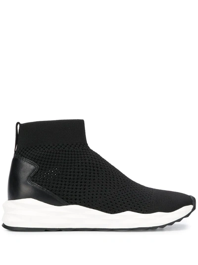 Ash Sound Knit & Leather Trainers - Black
