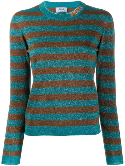 Prada Striped Sweater In Blue