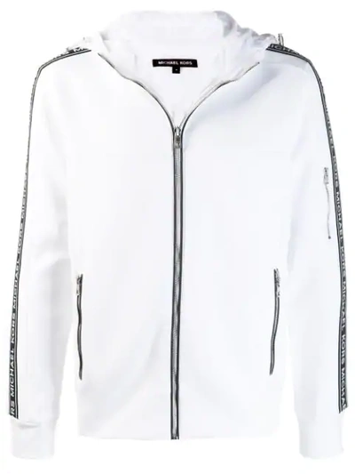 Michael Michael Kors Appliqué Stripe Hooded Jacket In White