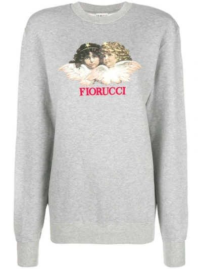 Fiorucci Vintage Angels Logo Pullover Sweatshirt In Grigio