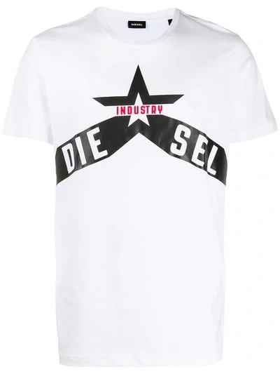 Diesel Diego Logo Print T-shirt In White