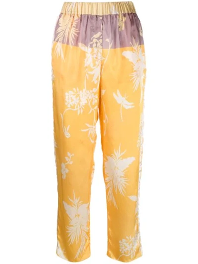 Forte Forte Printed Satin Trousers In Yellow