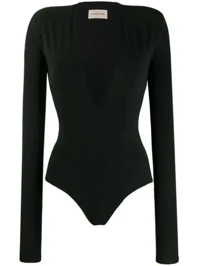 Alexandre Vauthier V-neck Jersey Bodysuit In Black