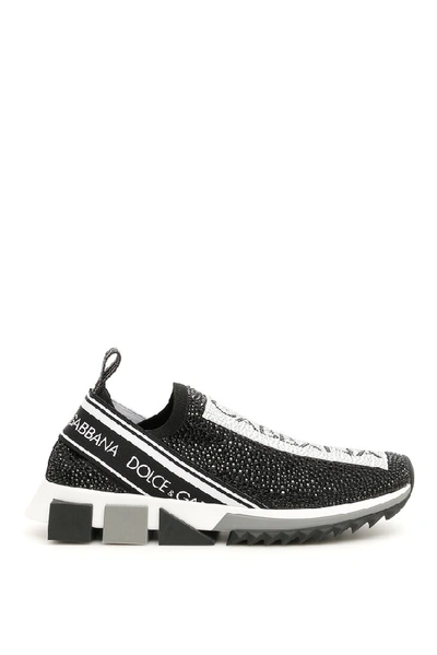 Dolce & Gabbana Crystal Embellished Sneakers In Black