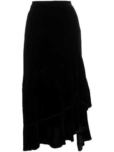 In The Mood For Love Adriana Velur Asymmetric Skirt In Black